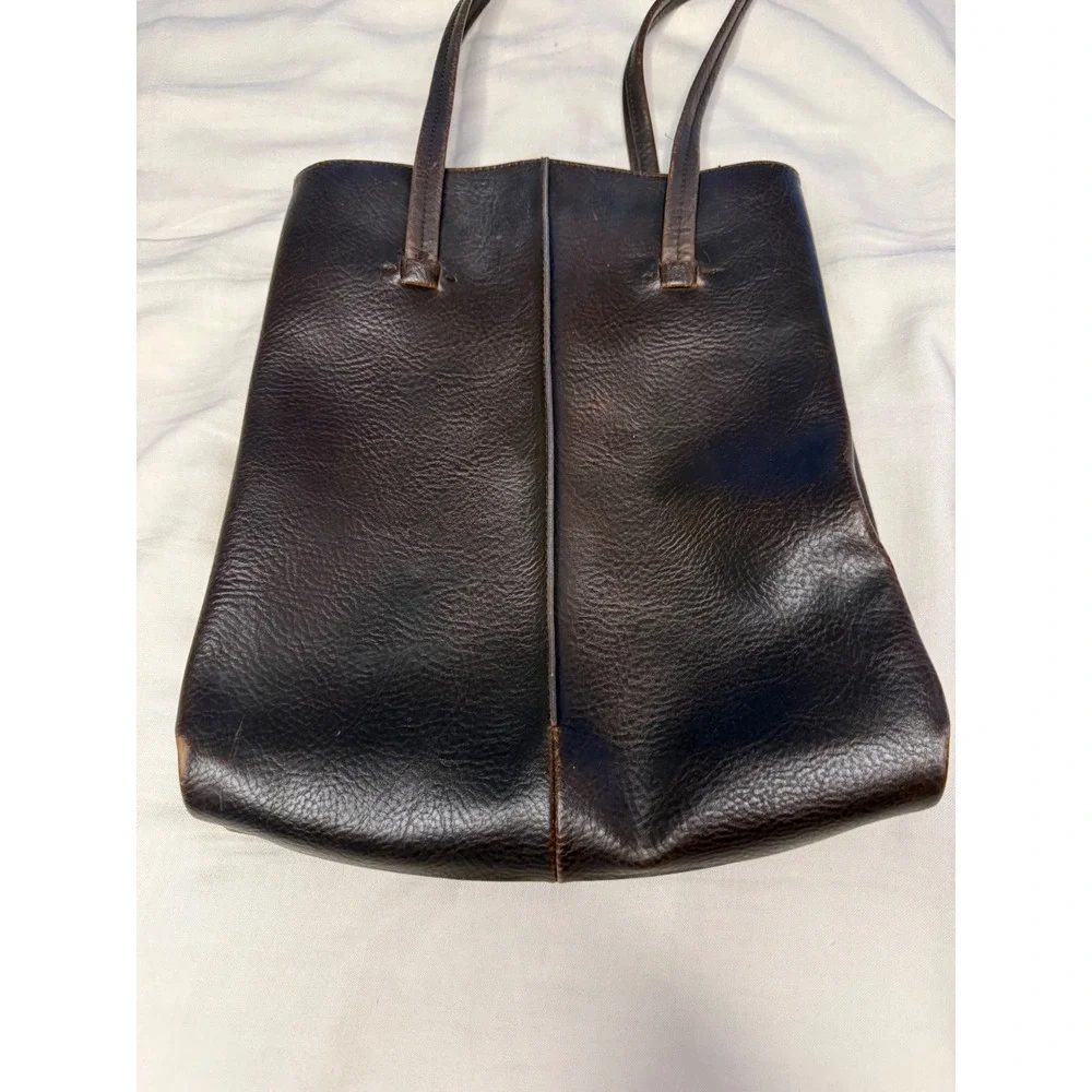 Vintage Liz Claiborne North South Leather Tote Chocolate Brown 90s